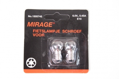 Foto van Mirage voorlampje 6v 0.45a e10 per 2 stuks via internet-bikes