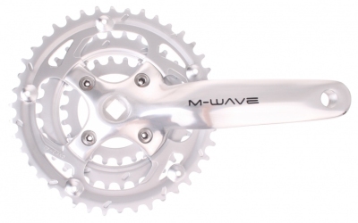 Foto van M wave crankstel met logo 22 32 42t zilver via internet-bikes