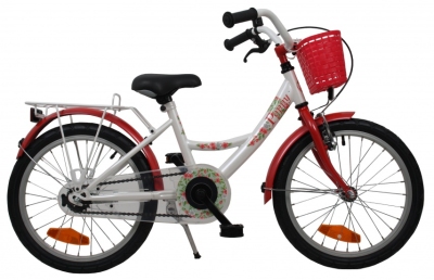 Foto van Bike fun poppy 18 inch 29 cm meisjes terugtraprem wit/rood via internet-bikes