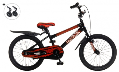 Foto van Popal max 18 inch 30 cm jongens terugtraprem zwart/rood via internet-bikes