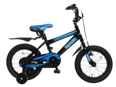 Popal max 14 inch 24 cm jongens terugtraprem zwart/blauw  internet-bikes