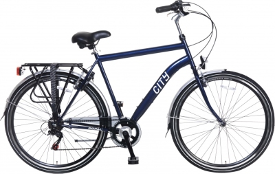Foto van Popal city 6 speed 28 inch 49 cm heren 6v v brake blauw via internet-bikes