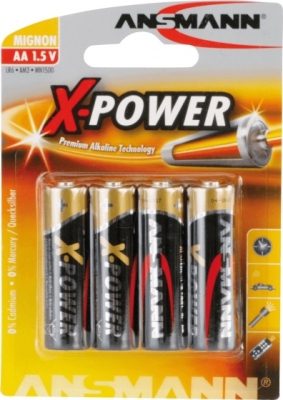 Foto van Ansmann x power aa batterij alkaline per 4 stuks via internet-bikes