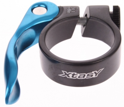 Foto van Xtasy zadelpenklem scq 100 met qr 34,9 mm zwart/blauw via internet-bikes