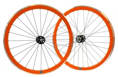 Foto van Ambrosio wielset scattofisso 28 inch velgrem aluminium 24 32g oranje via internet-bikes