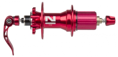 Foto van Novatec schijfremnaaf achter superlight 4 in 1 32 gaats rood via internet-bikes