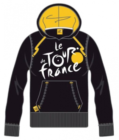 Foto van Tour de france hooded sweater heren logo zwart geel maat s via internet-bikes
