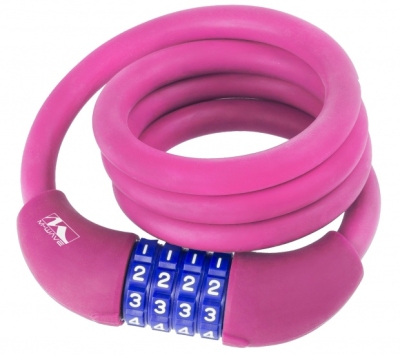 M wave kabelslot cijfercombinatie silicone 1000 x 12 mm roze  internet-bikes