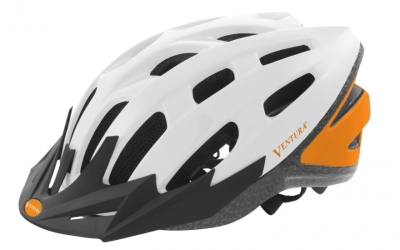 Foto van Ventura fietshelm met visier wit/oranje maat 54 58 cm via internet-bikes