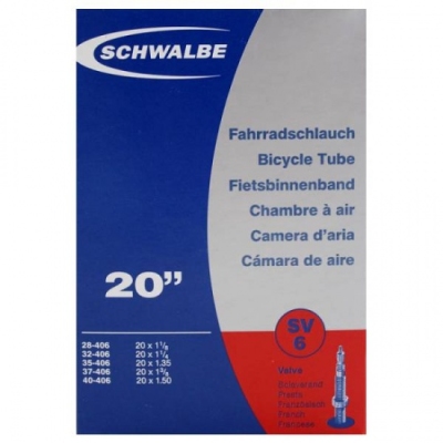 Schwalbe binnenband sv6 20 x 1 1/8 1 3/8(28/40 406) fv 40 mm  internet-bikes
