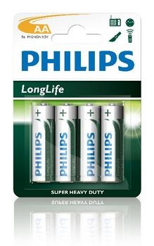 Foto van Philips batterij penlite r6um3 mignon longlife 1.5v aa per 4 via internet-bikes