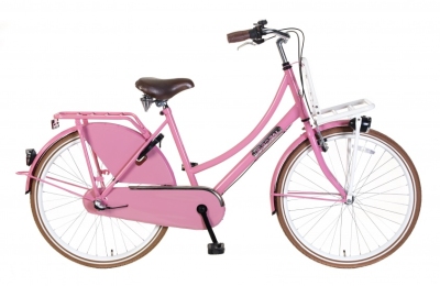 Foto van Popal daily dutch basic+ 26 inch 46 cm dames 3v terugtraprem roze via internet-bikes