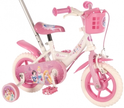 Foto van Volare disney princess 10 inch 18 cm meisjes terugtraprem wit/roze via internet-bikes