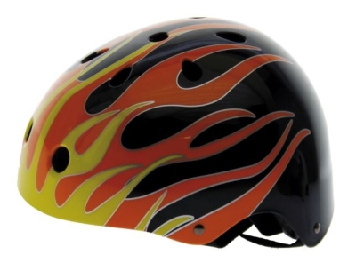 Foto van Ventura freestyle bmx helm zwart met vlammen maat 58/61 cm via internet-bikes