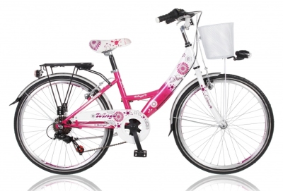 Foto van Wings diva 22 inch 32 cm meisjes 6v v brake roze/wit via internet-bikes