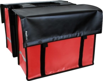 Foto van Fastrider dubbele fietstas led cargo multi 46l rood via internet-bikes