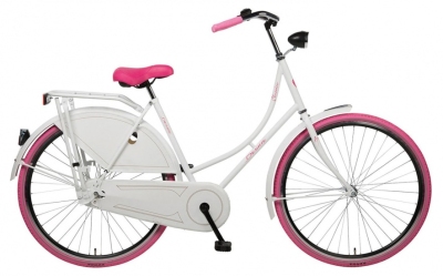 Foto van Desire classico 28 inch 53 cm dames terugtraprem wit/roze via internet-bikes