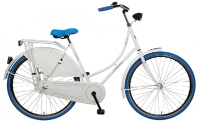 Foto van Desire classico 28 inch 53 cm dames terugtraprem wit/blauw via internet-bikes