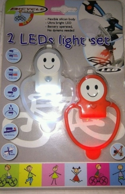 Foto van Bicycle gear verlichtingsset voor en achter led smiley via internet-bikes