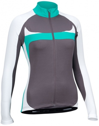 Foto van Avento fietsshirt lange mouw dames antraciet/wit/turquoise maat xl via internet-bikes