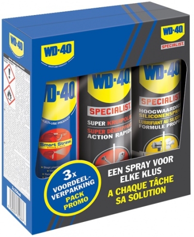 Foto van Wd 40 multi use / kruipolie / siliconenspray 3 in 1 set 250 ml via internet-bikes