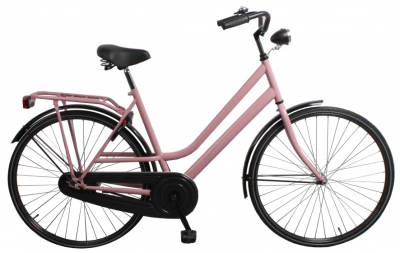 Foto van Burgers omafiets 28 inch 53 cm dames terugtraprem zwart/roze via internet-bikes