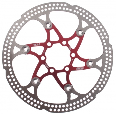 Elvedes remschijf 160 mm 6 gaats zilver/rood staal  internet-bikes