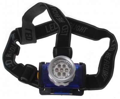 Foto van Dunlop hoofdlamp led batterij 4 x 7 cm blauw/zwart via internet-bikes