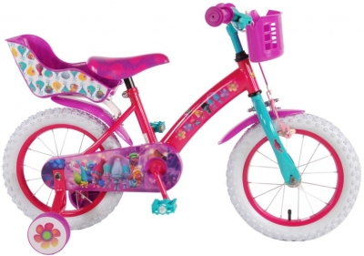 Foto van Trolls kinderfiets hd 16 inch 25,4 cm meisjes terugtraprem roze/paars via internet-bikes