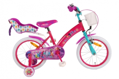 Foto van Trolls kinderfiets 16 inch 25,4 cm meisjes terugtraprem roze/paars via internet-bikes
