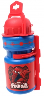 Foto van Marvel bidon met bidonhouder spider man blauw/rood 330 ml via internet-bikes